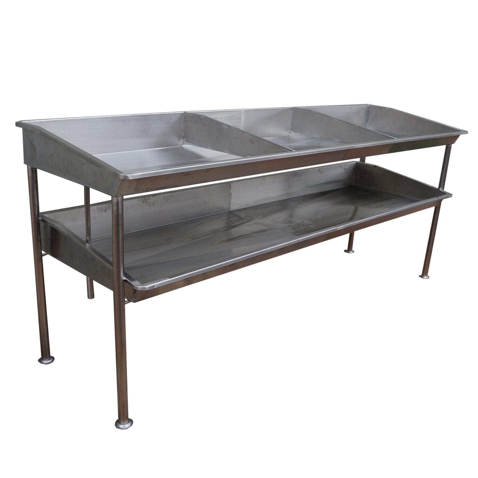 Mesa de inox expositora para Hortifruti. Atainox